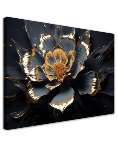 Leinwandbild - Goldene Blume abstrakt 3D | Feeby