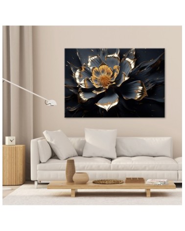 Leinwandbild - Goldene Blume abstrakt 3D | Feeby