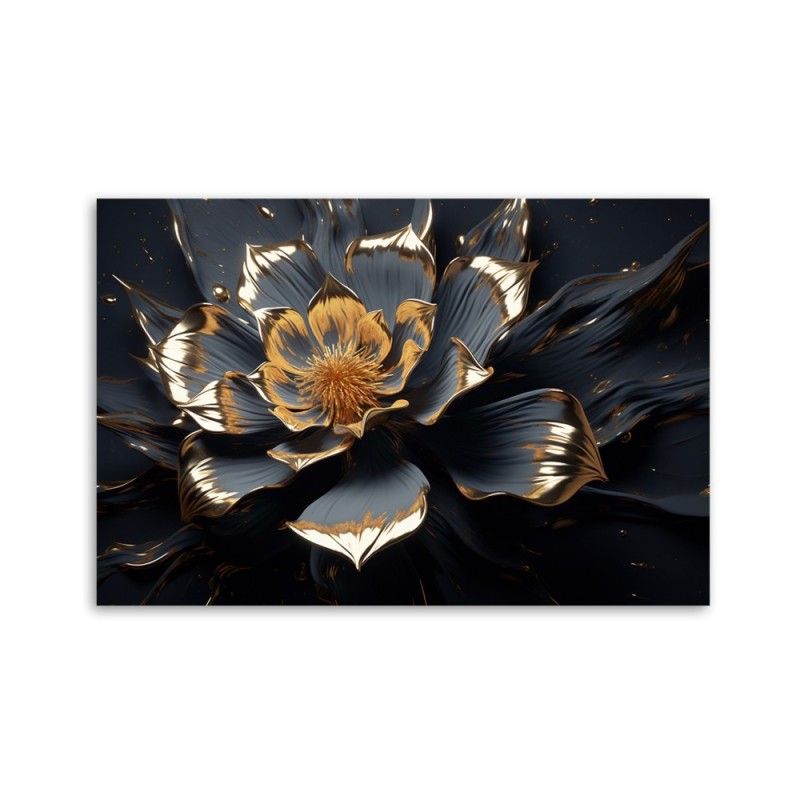Leinwandbild - Goldene Blume abstrakt 3D | Feeby