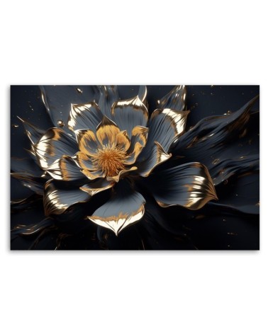 Leinwandbild - Goldene Blume abstrakt 3D | Feeby