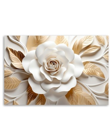 Bild auf Leinwand - AI Weißgoldene Blume 3D | Feeby