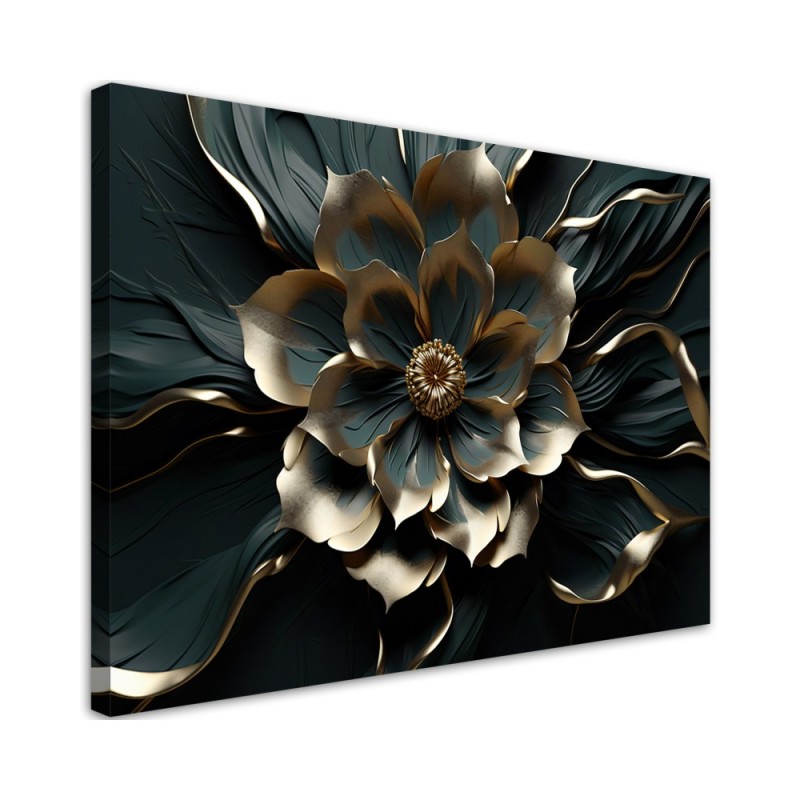 Bild auf Leinwand - 3D Goldene glamouröse Blume | Feeby