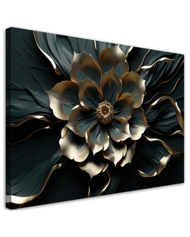 Bild auf Leinwand - 3D Goldene glamouröse Blume | Feeby