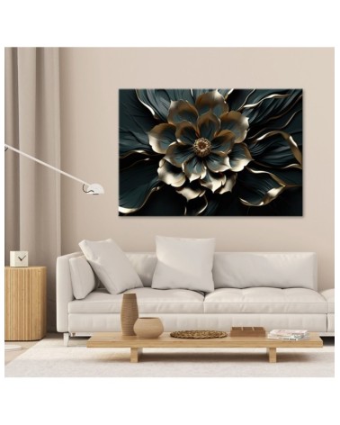 Bild auf Leinwand - 3D Goldene glamouröse Blume | Feeby