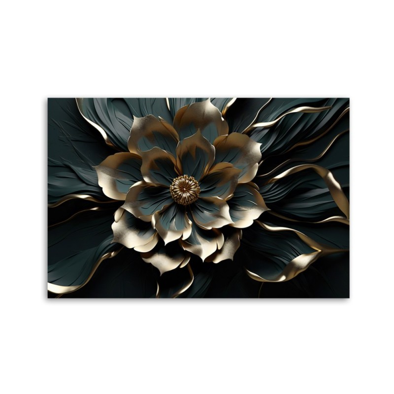 Bild auf Leinwand - 3D Goldene glamouröse Blume | Feeby