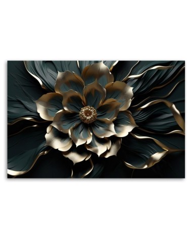 Bild auf Leinwand - 3D Goldene glamouröse Blume | Feeby
