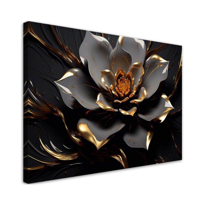 Leinwandbild - 3D Goldene Glamour-Blume | Feeby