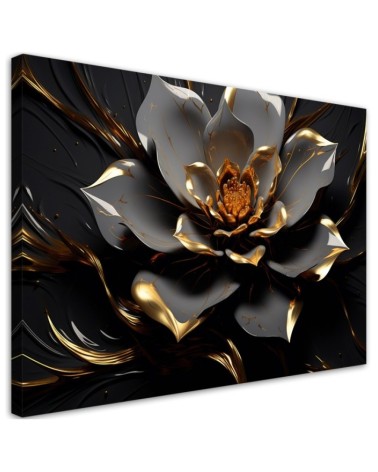 Leinwandbild - 3D Goldene Glamour-Blume | Feeby