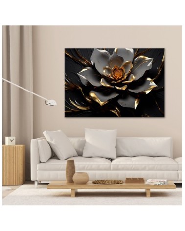 Leinwandbild - 3D Goldene Glamour-Blume | Feeby