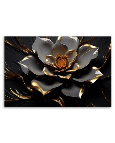 Leinwandbild - 3D Goldene Glamour-Blume | Feeby