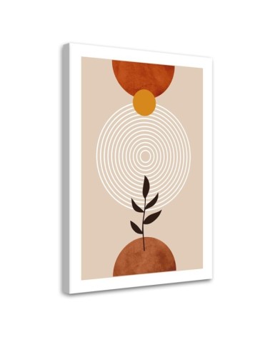Minimalist boho canvas painting for office - Circles and twigs