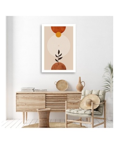 Leinwandbild - Boho-Kreise und Zweige | Feeby