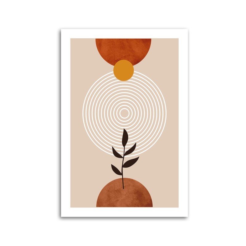 Obraz minimalistyczny boho na płótnie do biura - Koła i gałązki