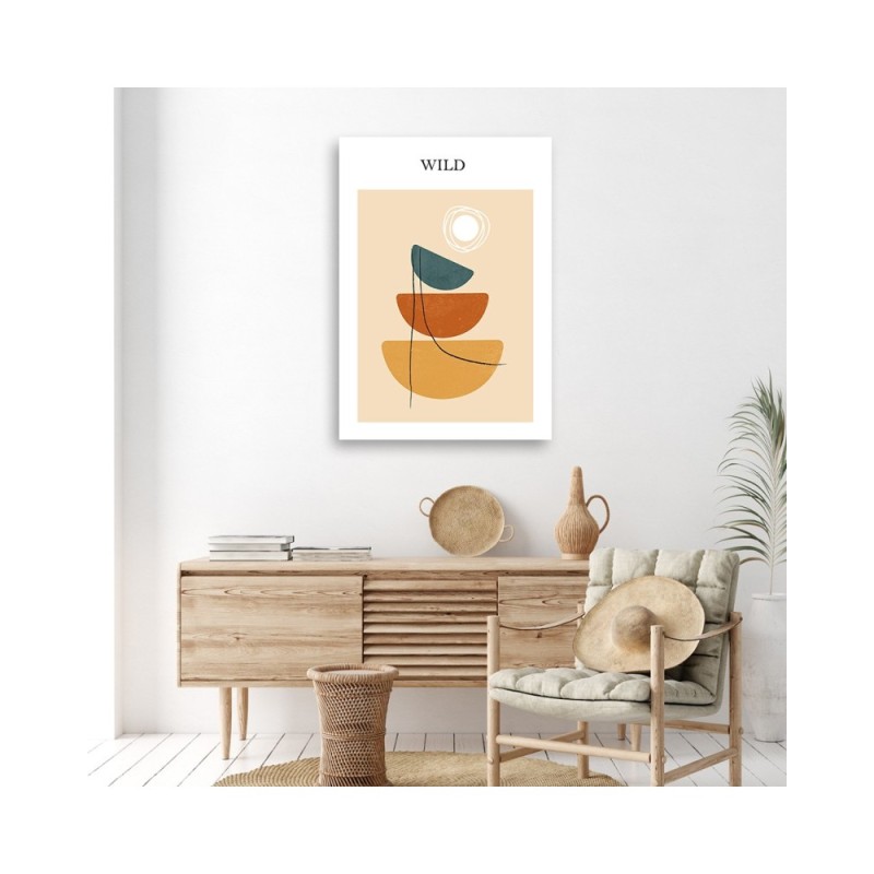 Wandbild für Wohnzimmer - Sonne und Boho-Formen | Feeby