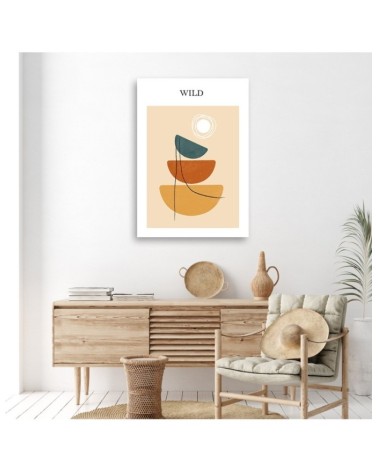 Wandbild für Wohnzimmer - Sonne und Boho-Formen | Feeby