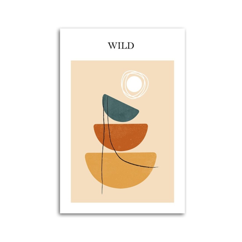 Wandbild für Wohnzimmer - Sonne und Boho-Formen | Feeby