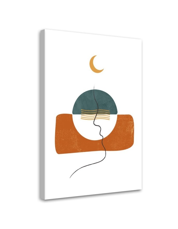 Modernes Wandbild - Mond und Boho-Formen | Feeby