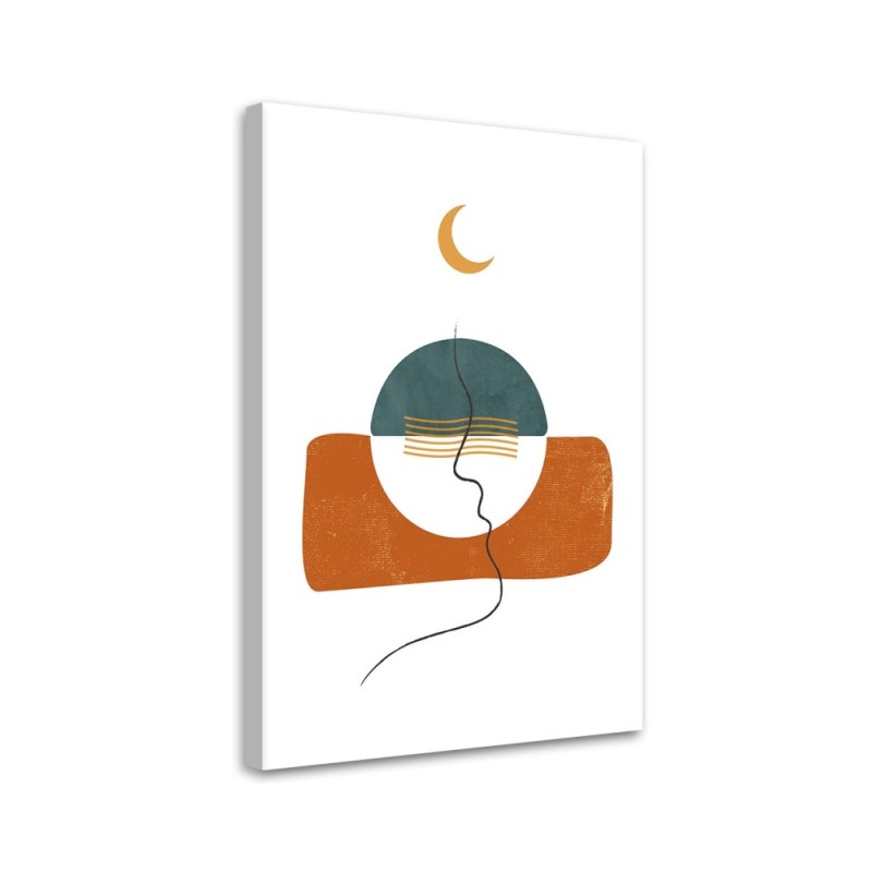 Modernes Wandbild - Mond und Boho-Formen | Feeby