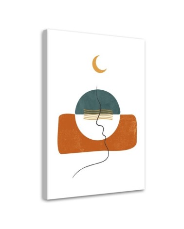 Modernes Wandbild - Mond und Boho-Formen | Feeby