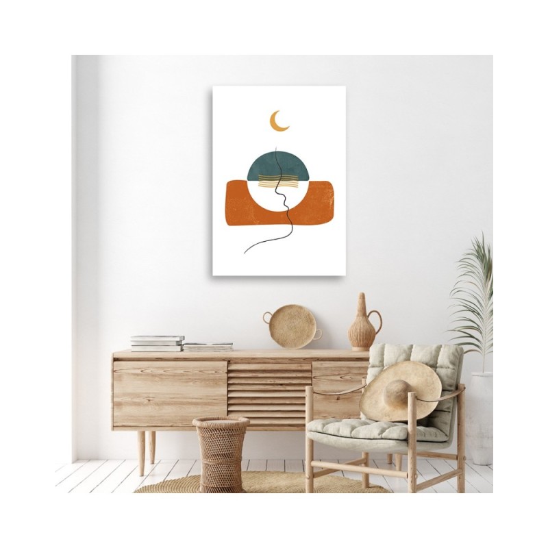 Modernes Wandbild - Mond und Boho-Formen | Feeby