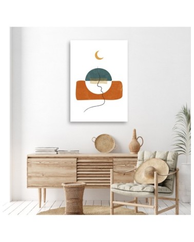 Modernes Wandbild - Mond und Boho-Formen | Feeby