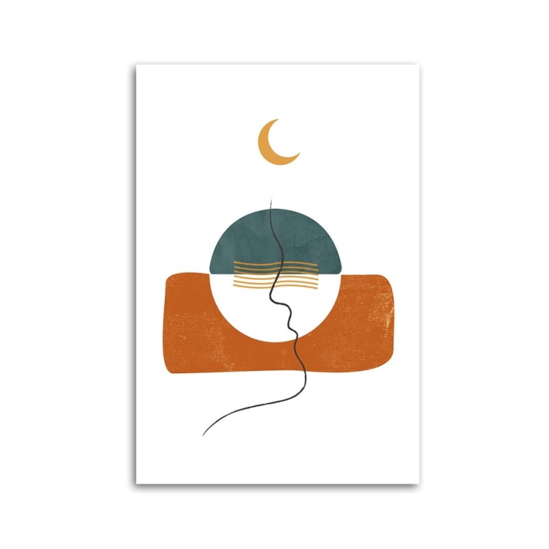 Modernes Wandbild - Mond und Boho-Formen | Feeby