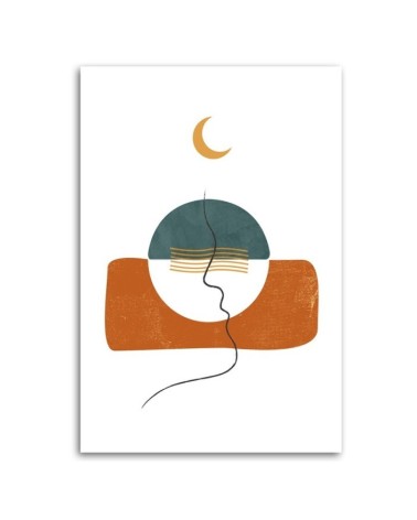 Modernes Wandbild - Mond und Boho-Formen | Feeby