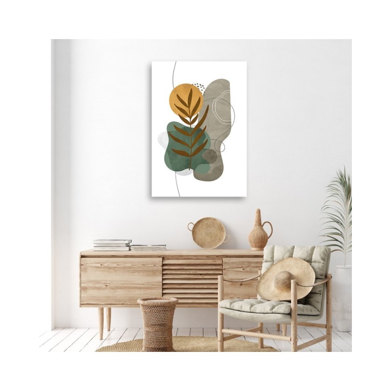 Obraz boho na płótnie do sypialni - Botaniczne kształty