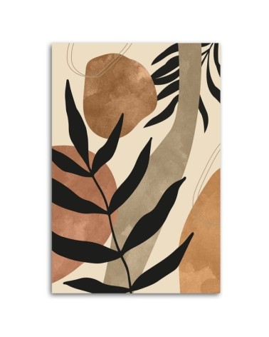 Obraz minimalistyczny na płótnie do salonu - Boho liście i gałązki