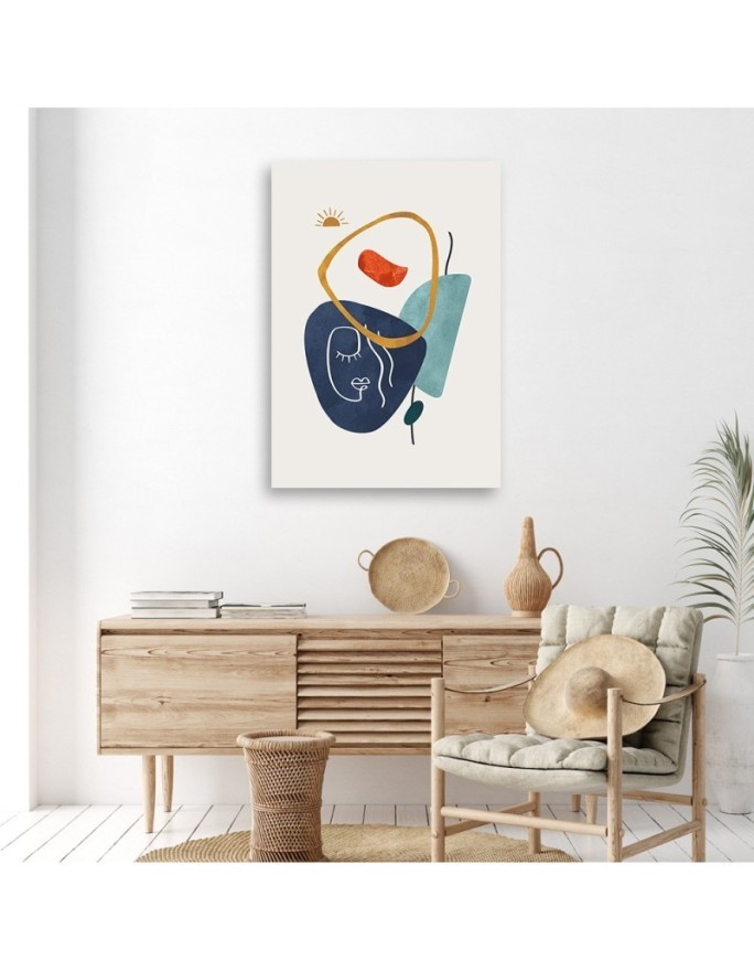 Obraz minimalistyczny na ścianę do salonu - Boho twarz linie i kształty