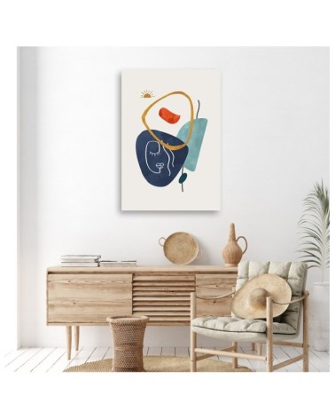 Obraz minimalistyczny na ścianę do salonu - Boho twarz linie i kształty