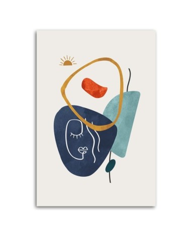 Obraz minimalistyczny na ścianę do salonu - Boho twarz linie i kształty