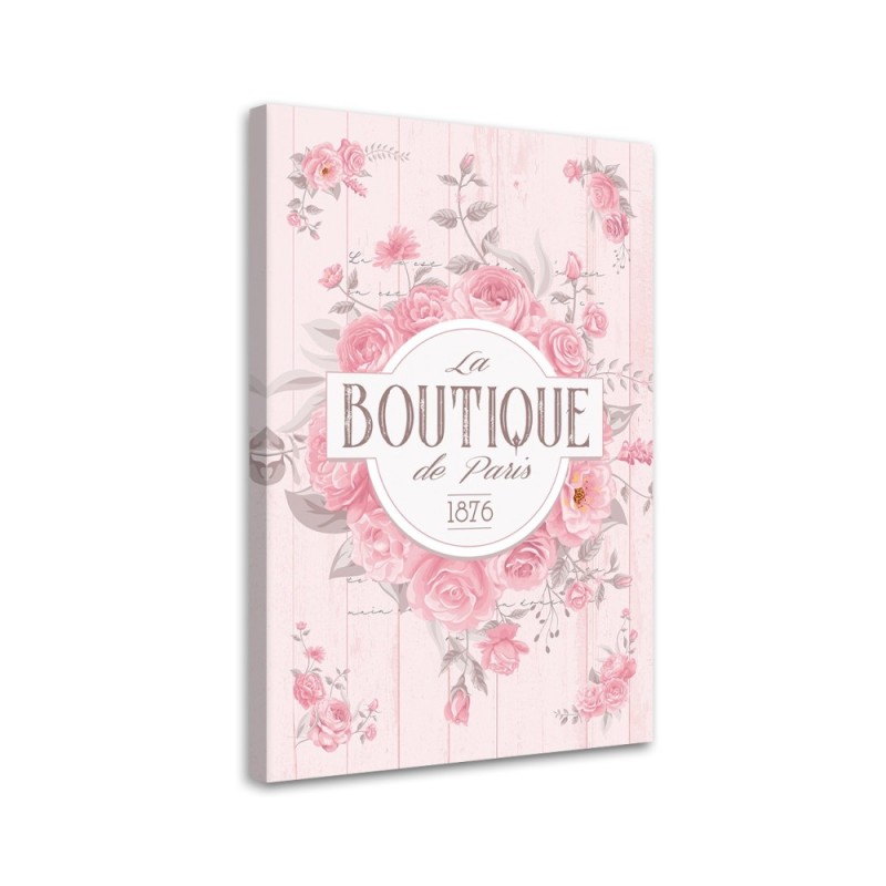 Leinwandbild modern - Shabby Chic Blumeninschrift | Feeby