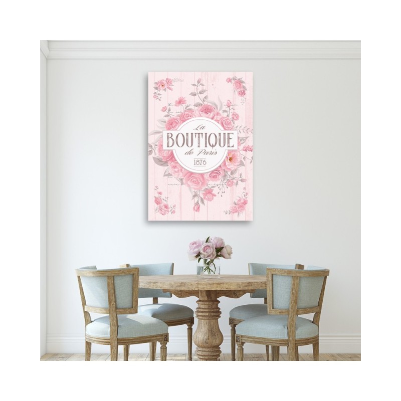 Leinwandbild modern - Shabby Chic Blumeninschrift | Feeby