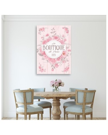 Leinwandbild modern - Shabby Chic Blumeninschrift | Feeby