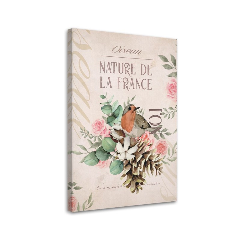 Obraz drukowany na ścianę - Kwiat Ptak Shabby chic
