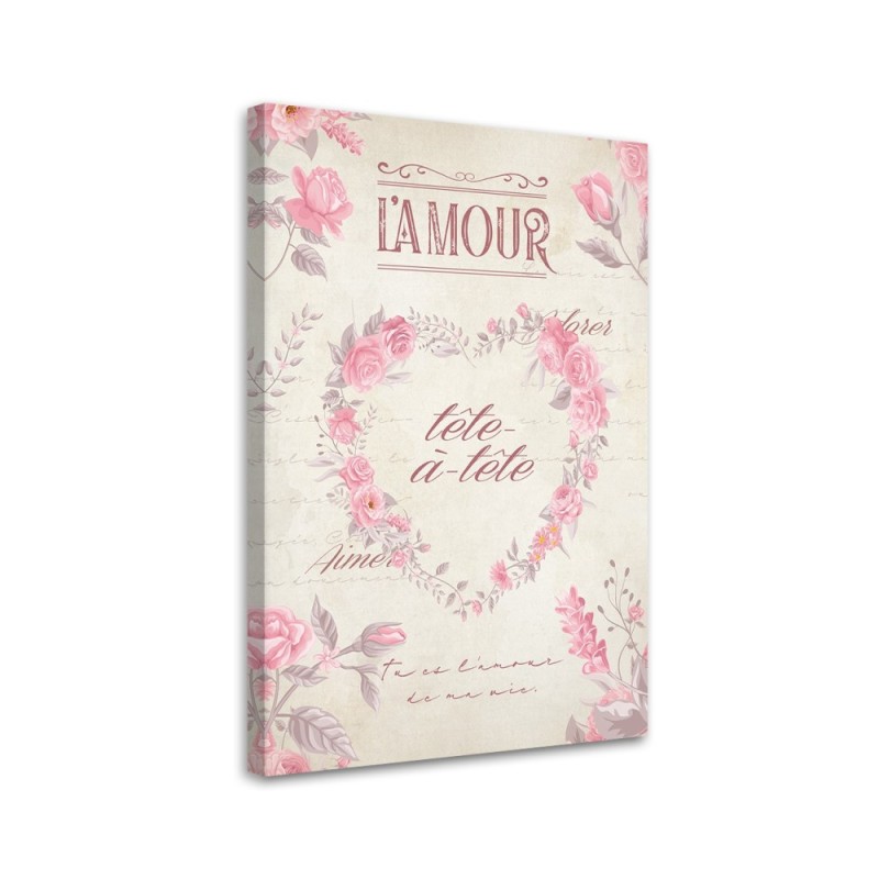 Bild auf Leinwand - Herzblumen Shabby Chic | Feeby