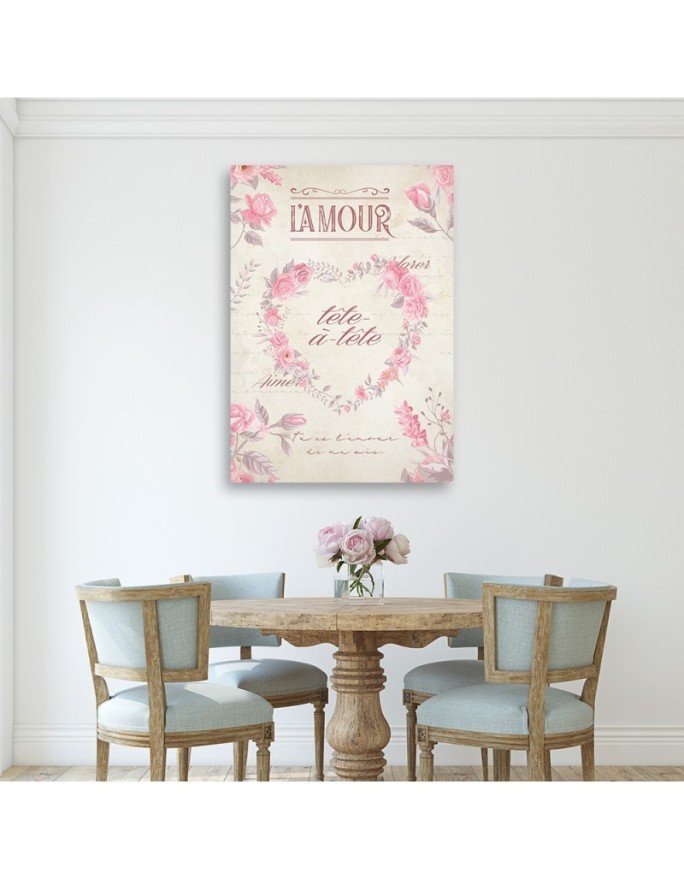 Obrazy dekoracyjny na ścianę - Serce Kwiaty Shabby Chic