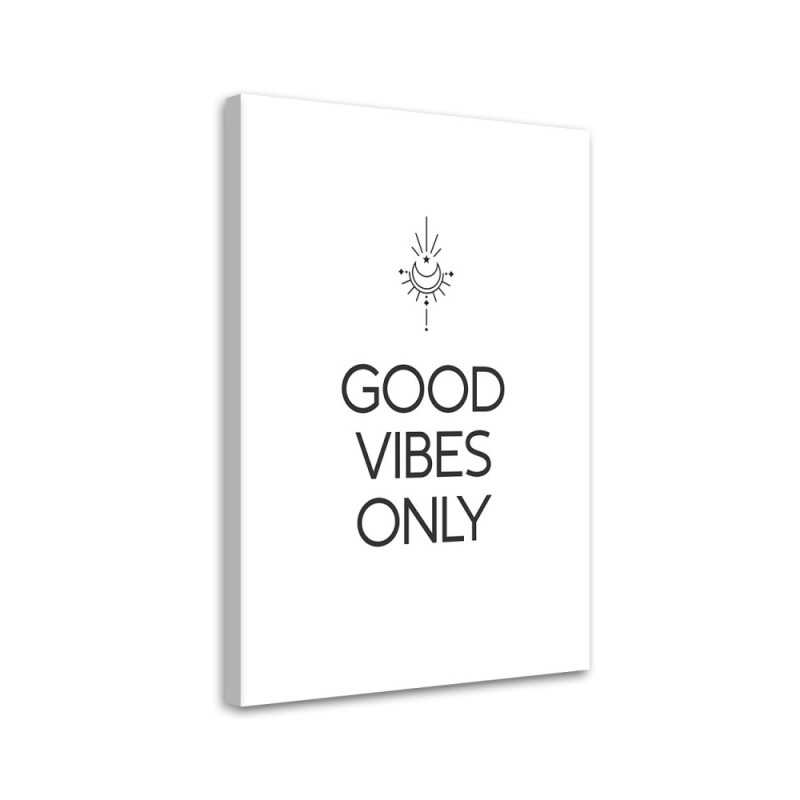 Wandbild für Wohnzimmer - Inschrift Good vibes | Feeby