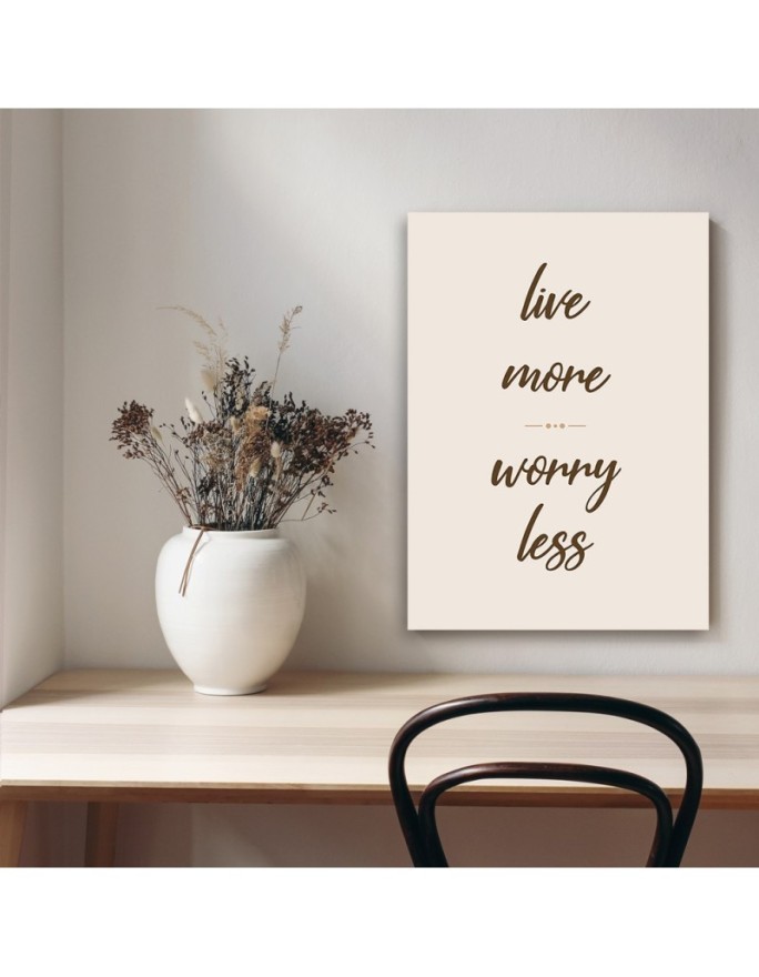 Obraz typograficzny do salonu - Cytat Worry les | FEEBY