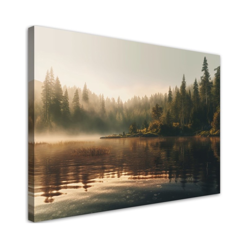 Modernes Wandbild - Nebel über einem See | Feeby