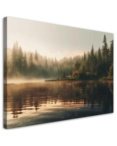 Modernes Wandbild - Nebel über einem See | Feeby