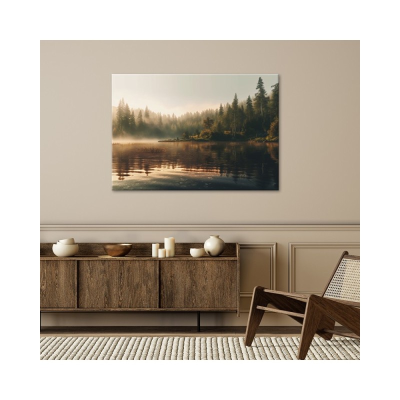 Modernes Wandbild - Nebel über einem See | Feeby