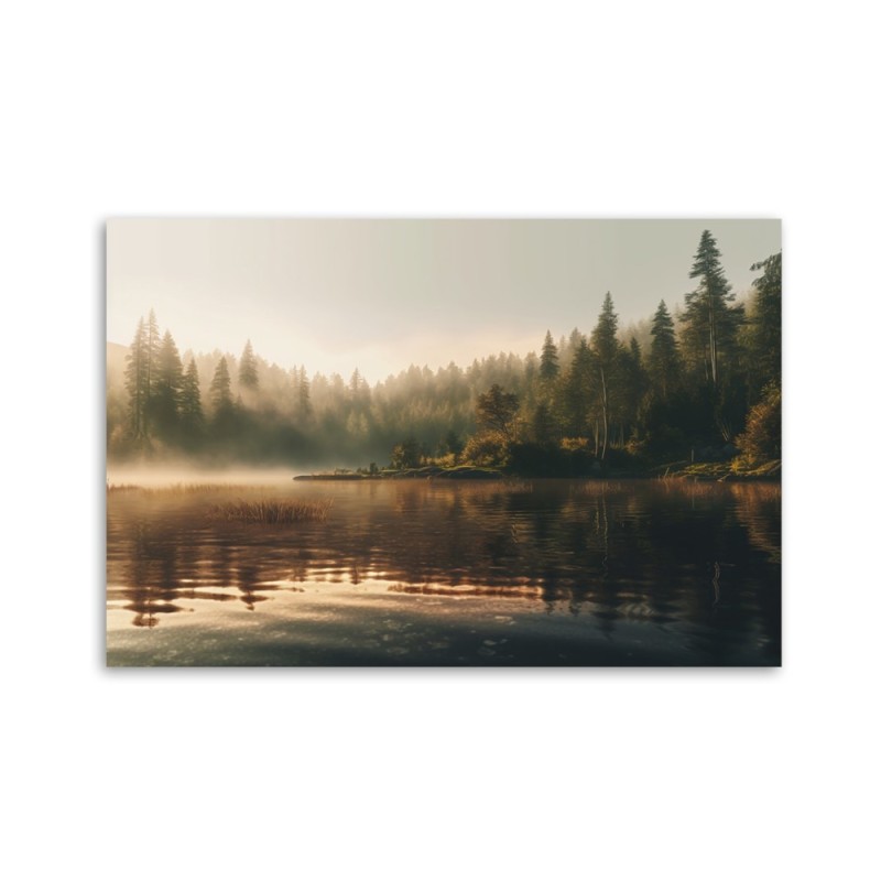 Modernes Wandbild - Nebel über einem See | Feeby