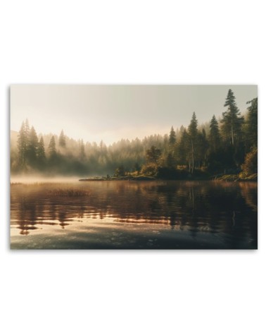 Modernes Wandbild - Nebel über einem See | Feeby
