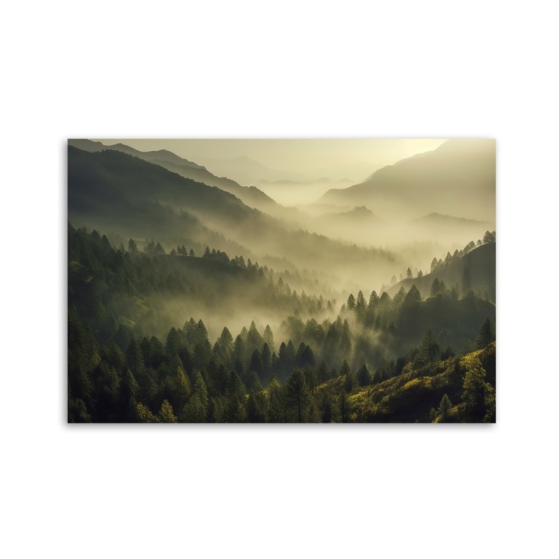 Dekoratives Leinwandbild - Neblige Waldlandschaft | Feeby