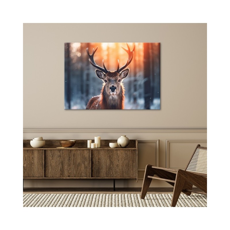 Bild - Hirsche auf dem Hintergrund des Sonnenuntergangs | Feeby