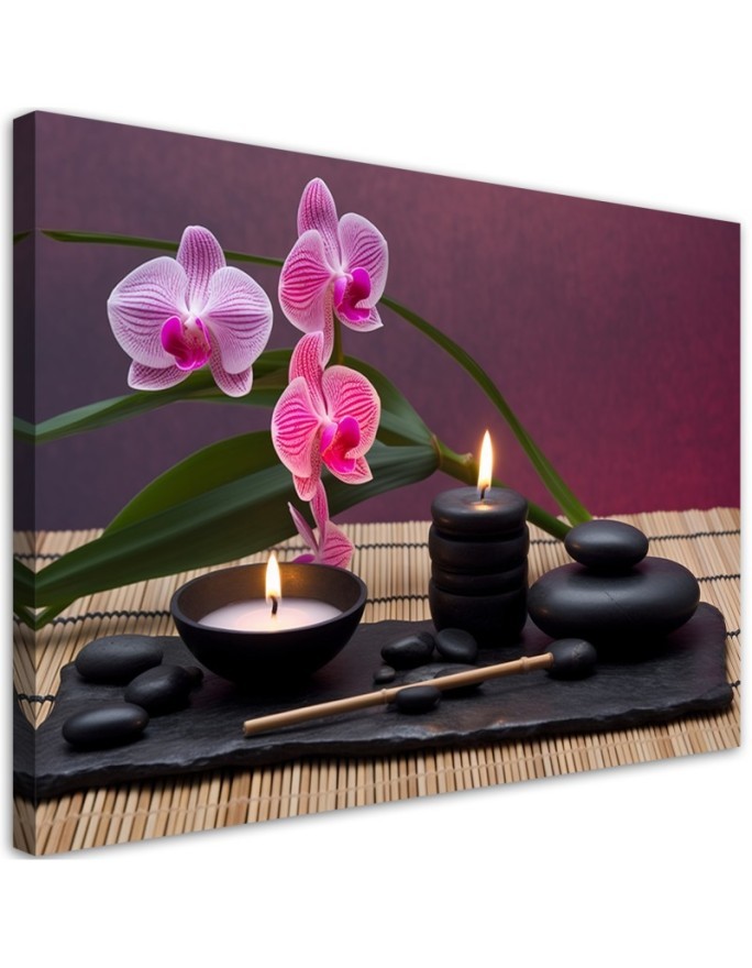 Leinwandbild - Orchidee Steine Zen Spa | Feeby