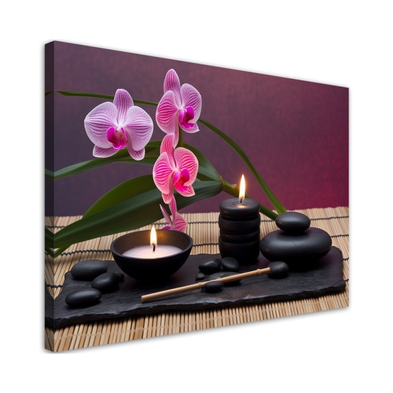 Leinwandbild - Orchidee Steine Zen Spa | Feeby