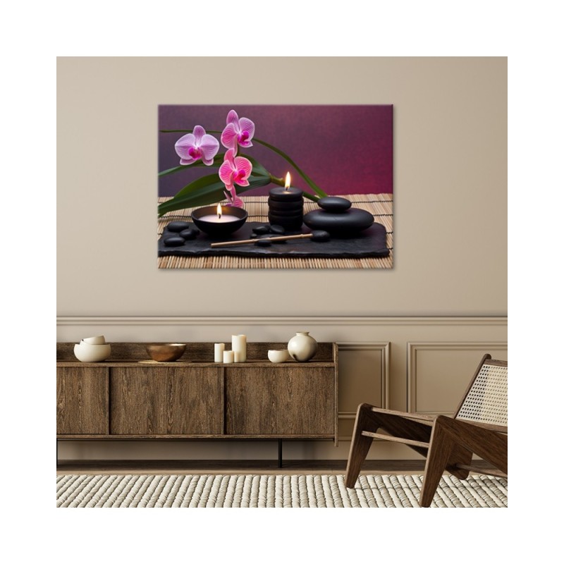 Leinwandbild - Orchidee Steine Zen Spa | Feeby
